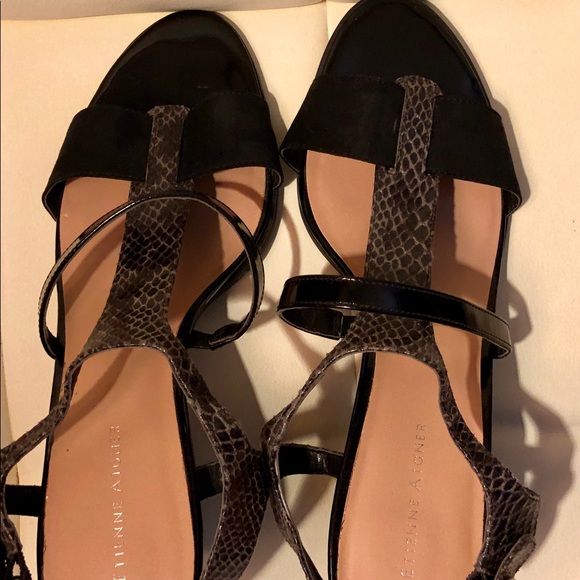 Etienne Aignet Snakeskin Patterned Heeled Sandals - Picture 4 of 6